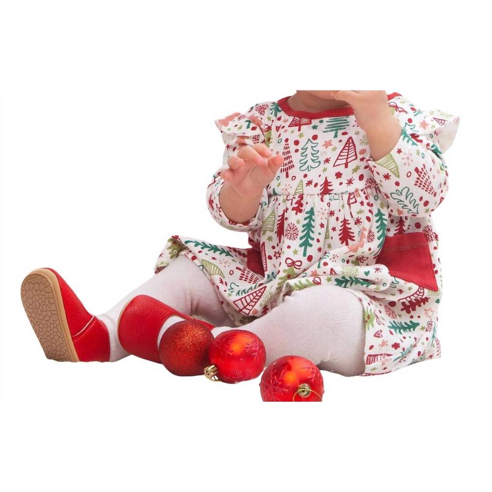 NEW TESA BABE baby girl cozy christmas dress in red/green/ivory